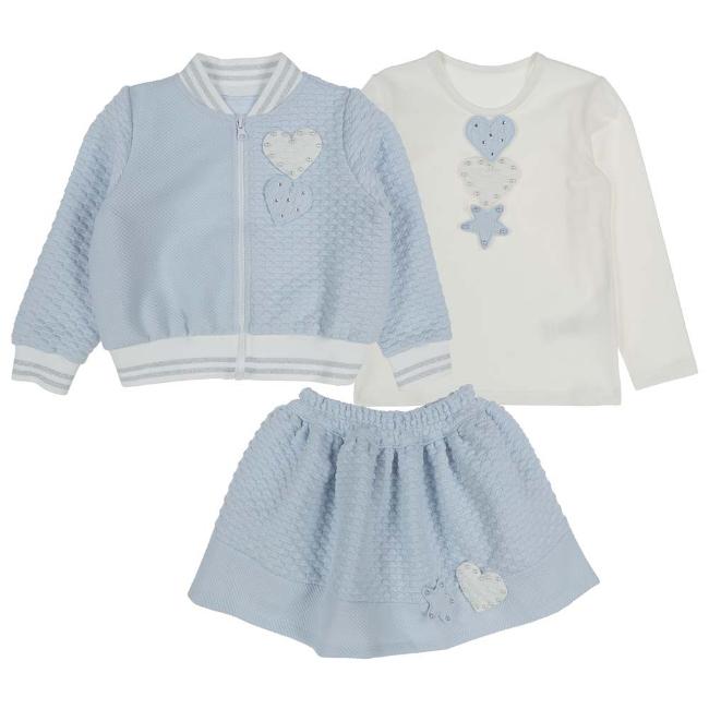 Picture of Daga Into The Blue Skirt Jacket & Top 3 Piece Set - Pale Blue