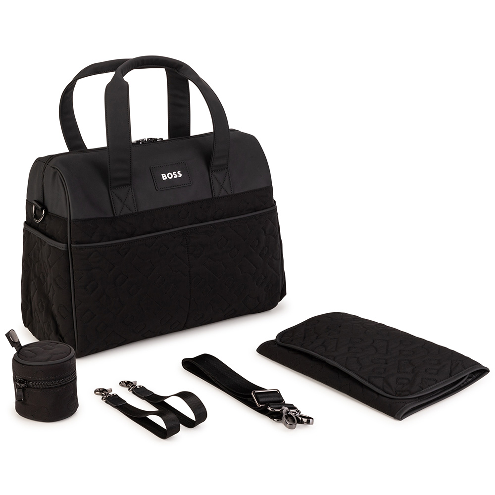 BOSS Baby Boys Embossed Changing Bag Set Black