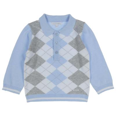 Picture of Blues Baby Knitted Argyle Top & Trouser Set - Blue Grey