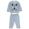 Picture of Coccode Baby Boys Knitted Diamond Top & Bottoms Set - Pale Blue Cream Navy