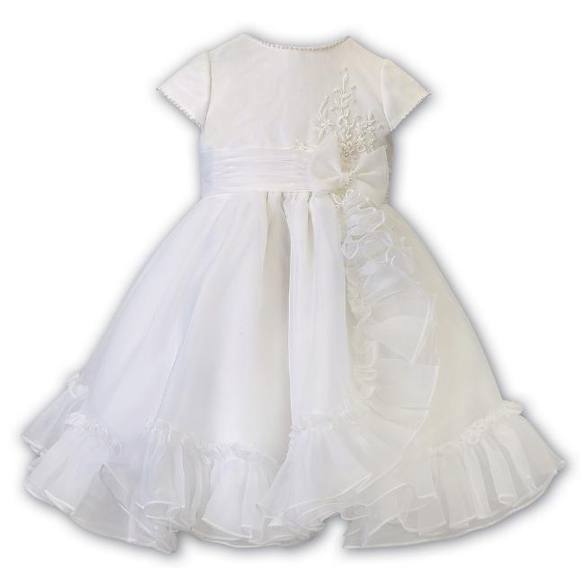 Picture of Sarah Louise Girls Ruffle Layered Pearl Occasion Dress - Ivory