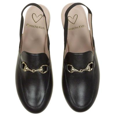Picture of Panache Girls Sling Back Snaffle Loafer - Black Leather