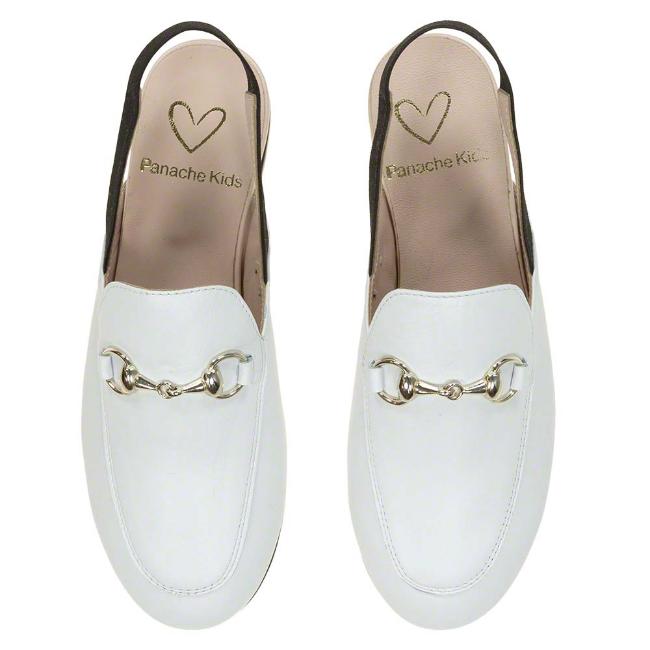 Picture of Panache Girls Sling Back Snaffle Loafer - White Leather 