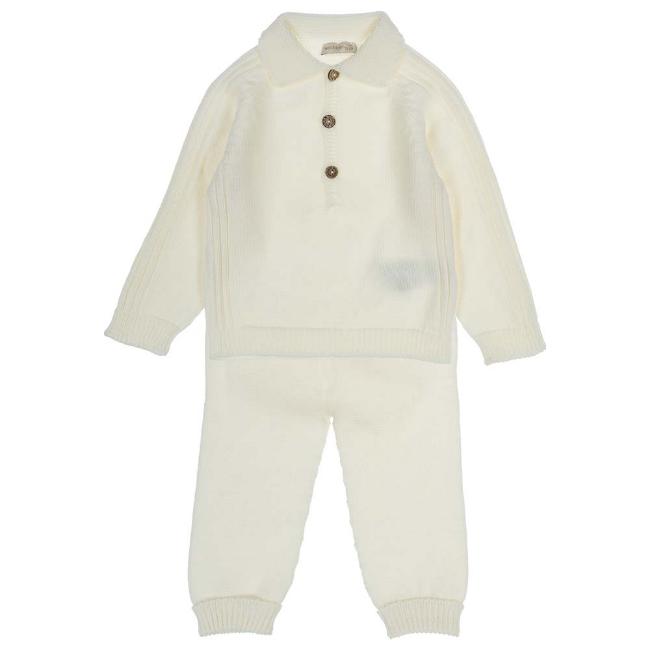 Picture of Wedoble Baby Boys Cashmere Blend Sweater Trouser Set x 2 - Ivory