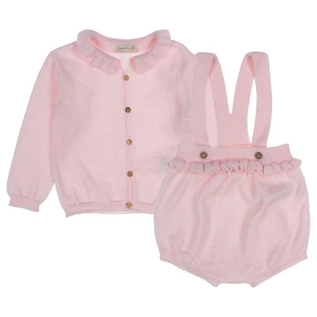 Picture of Wedoble Baby Girls Fretwork Shortie & Cardigan Set - Rose Pink