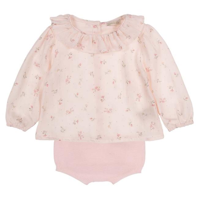 Picture of Wedoble Baby Girls Blouse Jampant Set - Rose Pink Floral