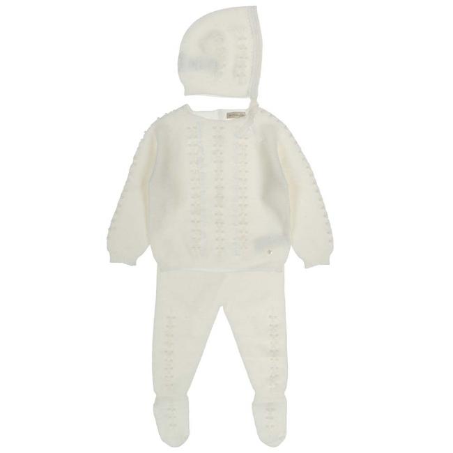 Picture of Wedoble Baby Cashmere Blend Bonnet Sweater Leggings 3 piece set - Ivory 