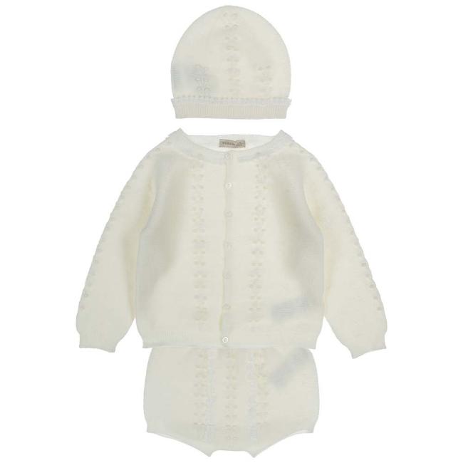Picture of Wedoble Baby Cashmere Blend Cardigan Jampant 3 piece set - Ivory