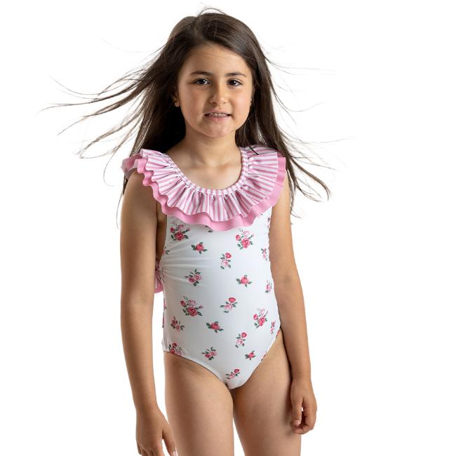 Picture of Meia Pata Girls Seychelles Flowers Swimsuit - Pink