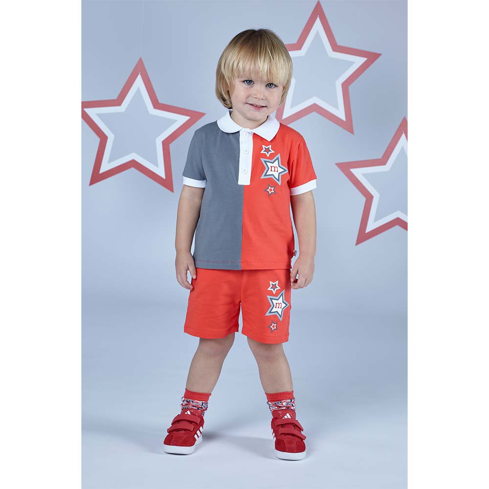 Mitch Son Lawson A Summer Star Polo Set Red Sunset