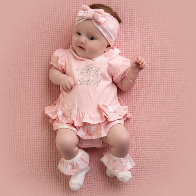 Picture of Little A Girls GiGi Summer Bloom Jersey Romper - Pale Pink