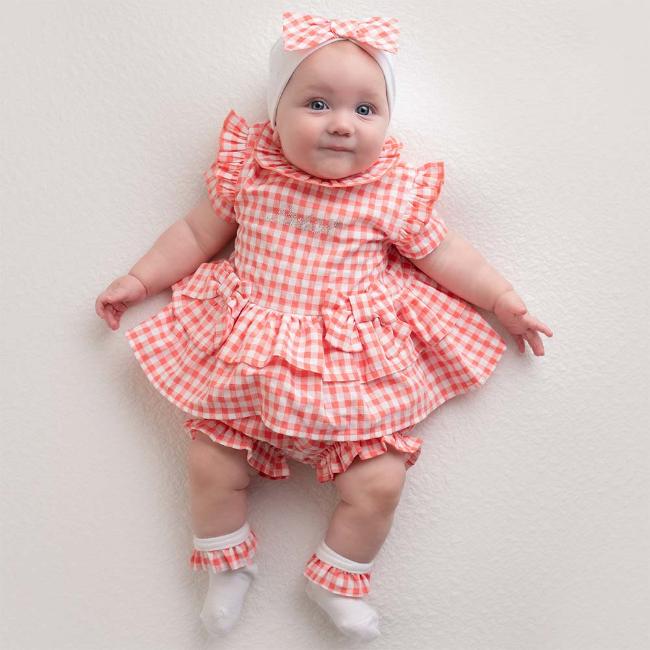 Picture of Little A Girls Halo Pretty Polka Bloomer Set - Bright Coral 