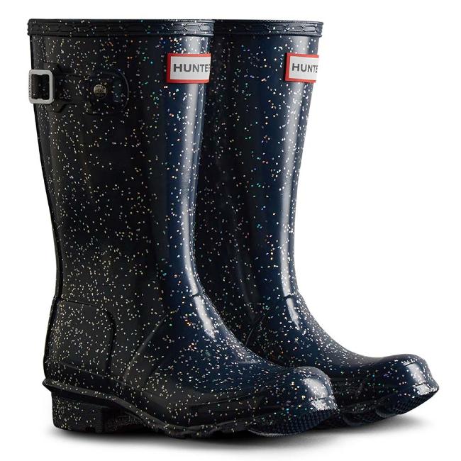 Picture of Hunter Original Big Kids Giant Glitter Wellington Boots - Valtameri Blue