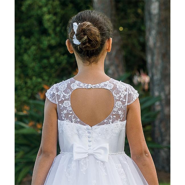 Picture of Sarah Louise Girls Ceremonial Lace Bodice Dress - White 