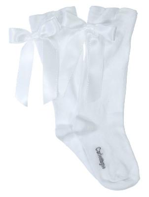 Picture of Carlomagno Socks Satin Bow Knee High - White