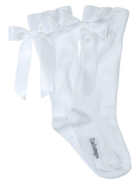 Picture of Carlomagno Socks Satin Bow Knee High - White