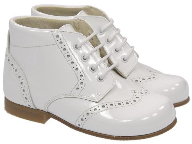 Picture of Panache Traditional Lace Up Toddler Boot - White Patent
