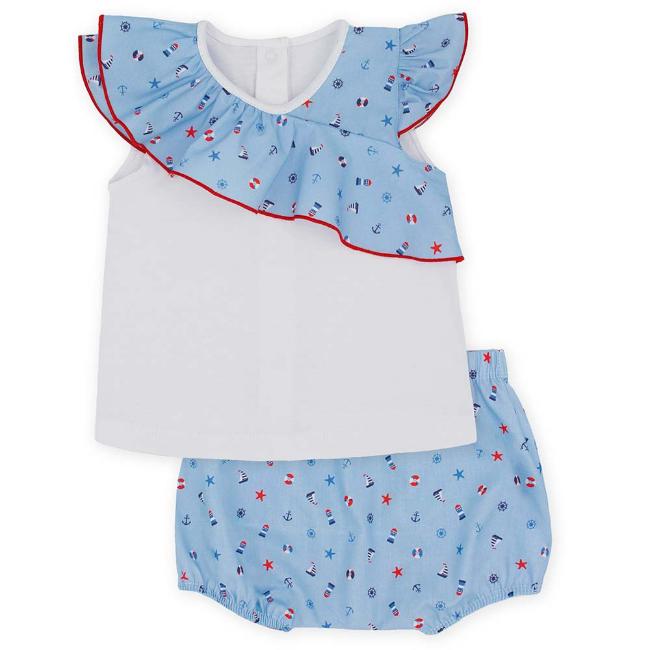 Picture of Rapife Girls Girasol Ruffle Top & Jam Pants Set - Navy Blue Red