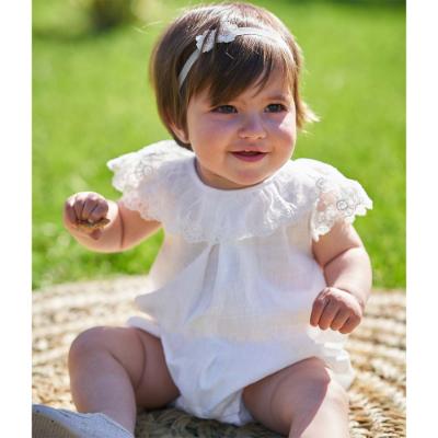 Picture of Rapife Girls Lace Collar Cotton Voile Romper - Ivory