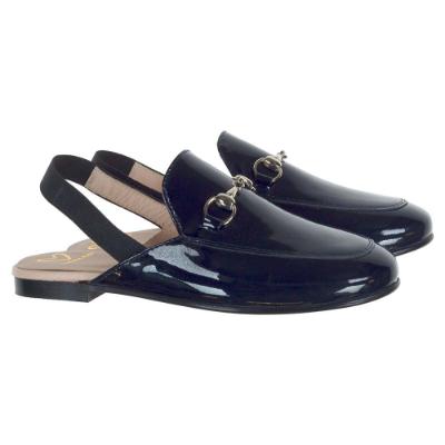 Picture of Panache Girls Sling Back Snaffle Loafer - Navy Blue Patent