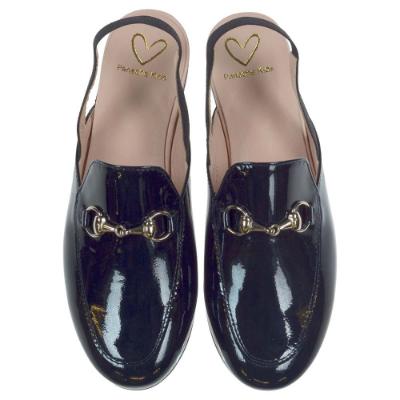 Picture of Panache Girls Sling Back Snaffle Loafer - Navy Blue Patent