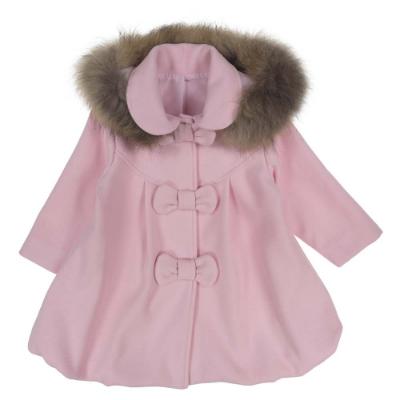 Picture of Bufi Girls Bow Front Coat with Hood - Rosa Pink