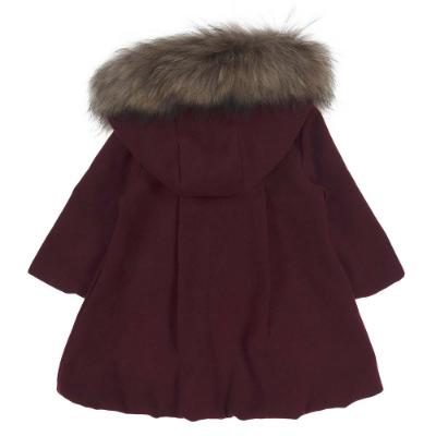 Picture of Bufi Girls Bow Front Coat with Hood - Burgundy
