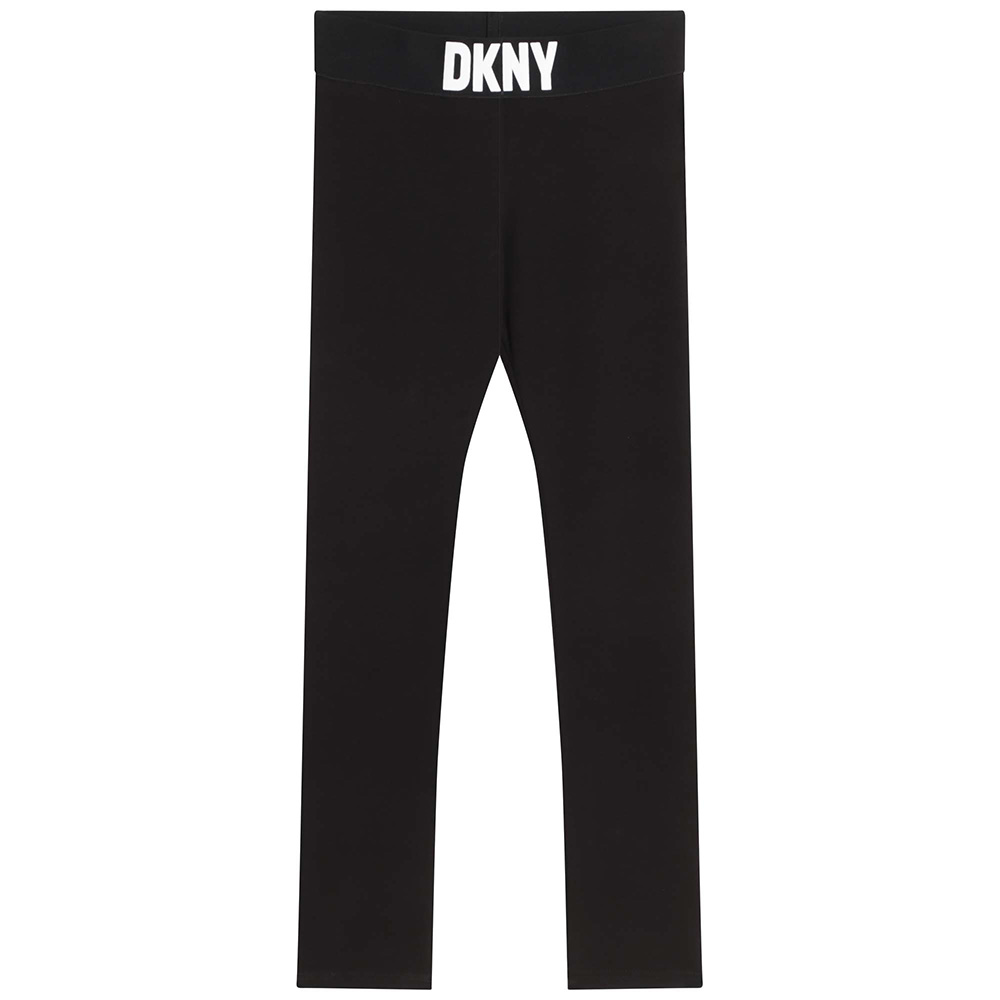DKNY Kids Girls AOP Logo Leggings - Black.