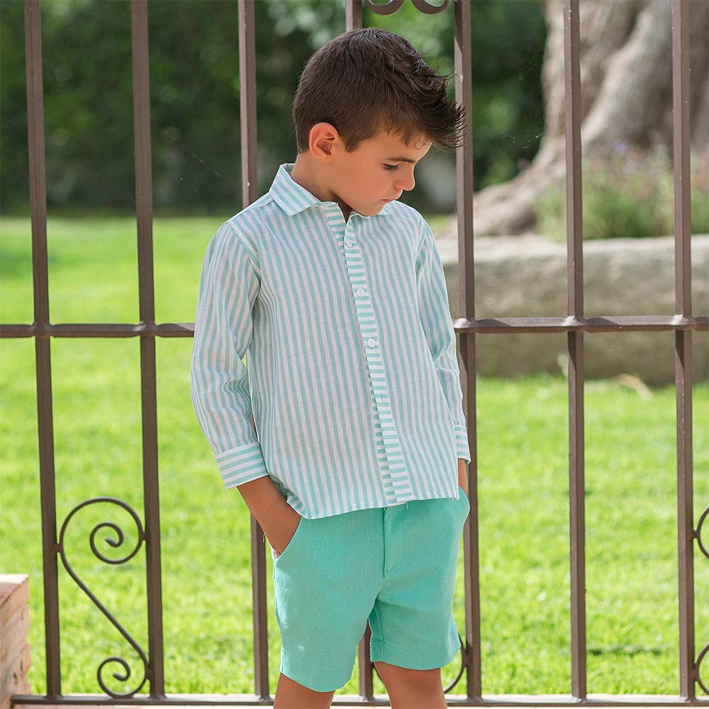 Rochy Boys Sara Stripe Shirt Shorts Set Green