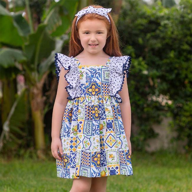 Rochy Girls Inma A Line Ruffle Dress - Navy. Children's Designer Clothes u0026  Shoes | Panache Kids Genuine Designerwear for Girls, Boys u0026 Babies