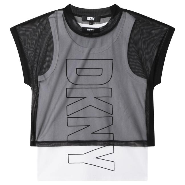 Picture of DKNY Kids Girls 2 In 1 Logo Top - Black