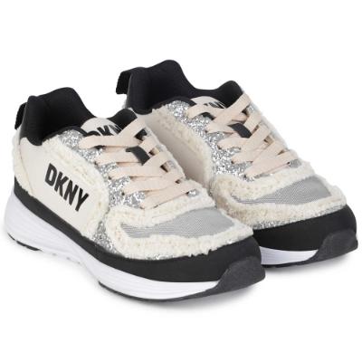 Picture of DKNY Kids Girls Lace Up Glitter Trainers - Black
