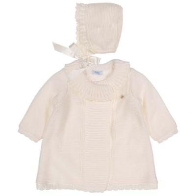 Picture of Foque Baby Girls Knitted Coat & Bonnet Set - Ivory 