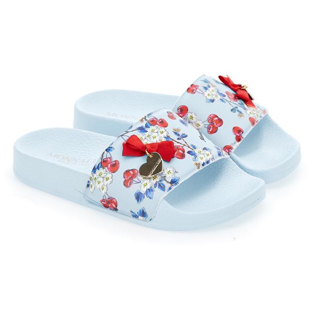 Picture of Monnalisa Girls Tinkerbell Cherry Sliders - Blue