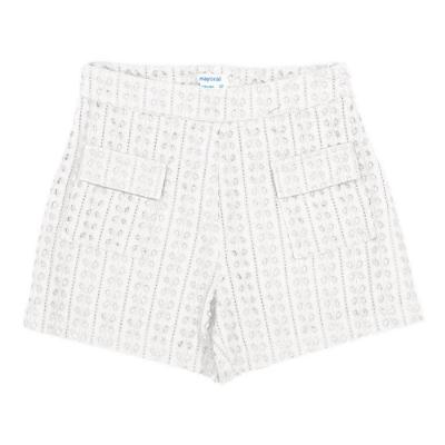 Picture of Mayoral Teen Girls Broderie Anglaise Shorts - White