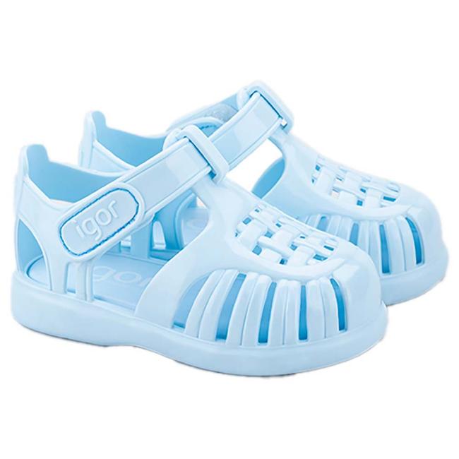 Picture of Igor Tobby Solid Gloss Jelly Sandal - Celeste Light Blue