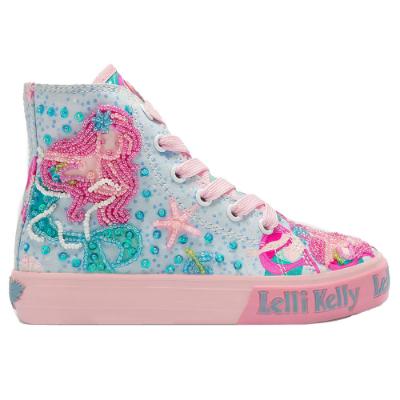 Picture of Lelli Kelly Mermaid Mid Canvas Boot With Inside Zip - Blue Fantasia