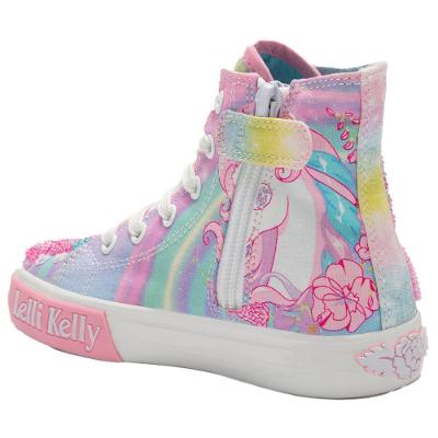 Picture of Lelli Kelly Unicorn Mid Canvas Boot With Inside Zip - White Multi Fantasia