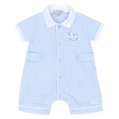 Picture of Blues Baby Boys Front Opening Seersucker Rocking Horse Shortie - Pale Blue 