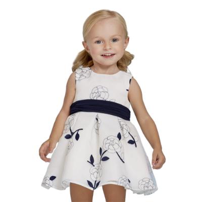 Picture of Abel & Lula Girls Embroidered Organza Dress - White Navy