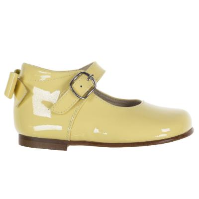 Picture of Panache Baby Girls High Back Bow Shoe - Canary Yellow Patent