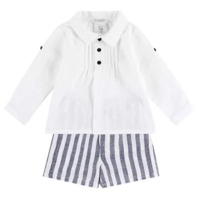 Picture of Deolinda Boys Riviera Adjustable Sleeve Shirt & Shorts Set - White Navy