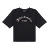 Picture of Juicy Couture Girls Boxy Tee & Tonal Velour Shorts Set - Jet Black Pink Nectar