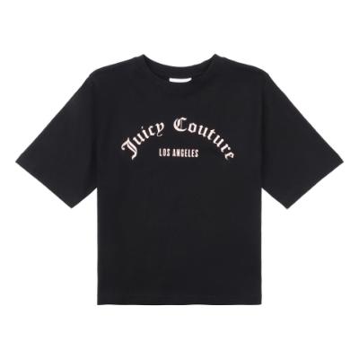 Picture of Juicy Couture Girls Boxy Tee & Tonal Velour Shorts Set - Jet Black Pink Nectar
