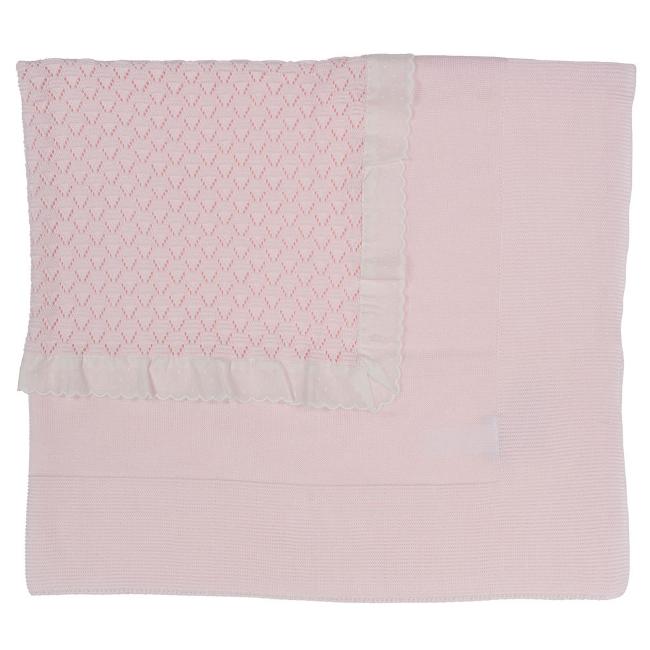 Picture of Mac Ilusion Baby Knitted Shawl With Scallop Lace - Pink Cream