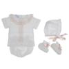 Picture of Mac Ilusion Baby Girls Tulle Lace Jampant Bonnet & Booties Set - White Peach