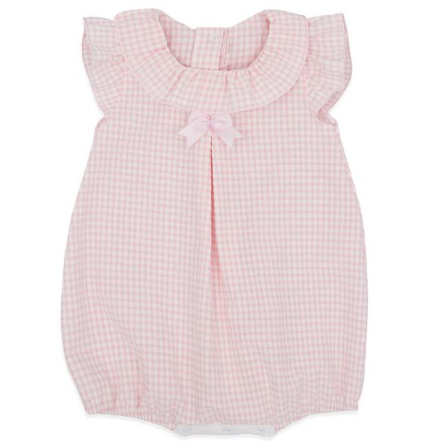 Picture of Rapife Baby Girls Ruffle Collar Gingham Romper - Pale Pink