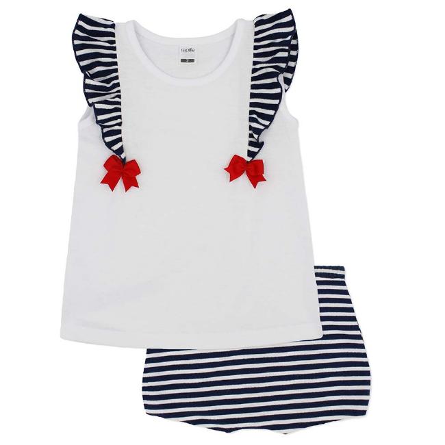 Picture of Rapife Girls Nautical Ruffle Top & Nautical Pants Set - Navy Blue