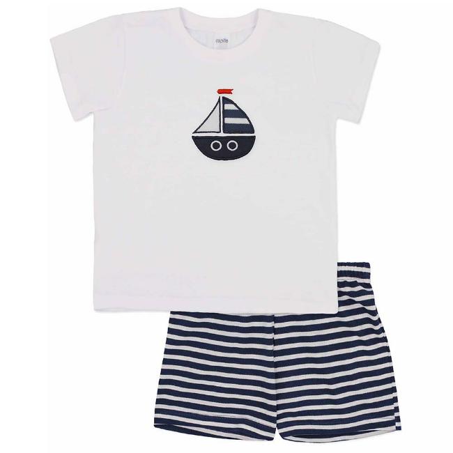 Picture of Rapife Boys Nautical Boat Top & Nautical Shorts Set - Navy Blue