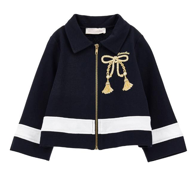 Picture of Monnalisa Girls Nautical Jersey Jacket - Navy